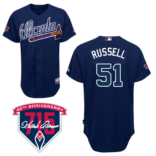 James Russell #51 Youth Baseball Jersey-Atlanta Braves Authentic Alternate Road Navy Cool Base MLB Jersey